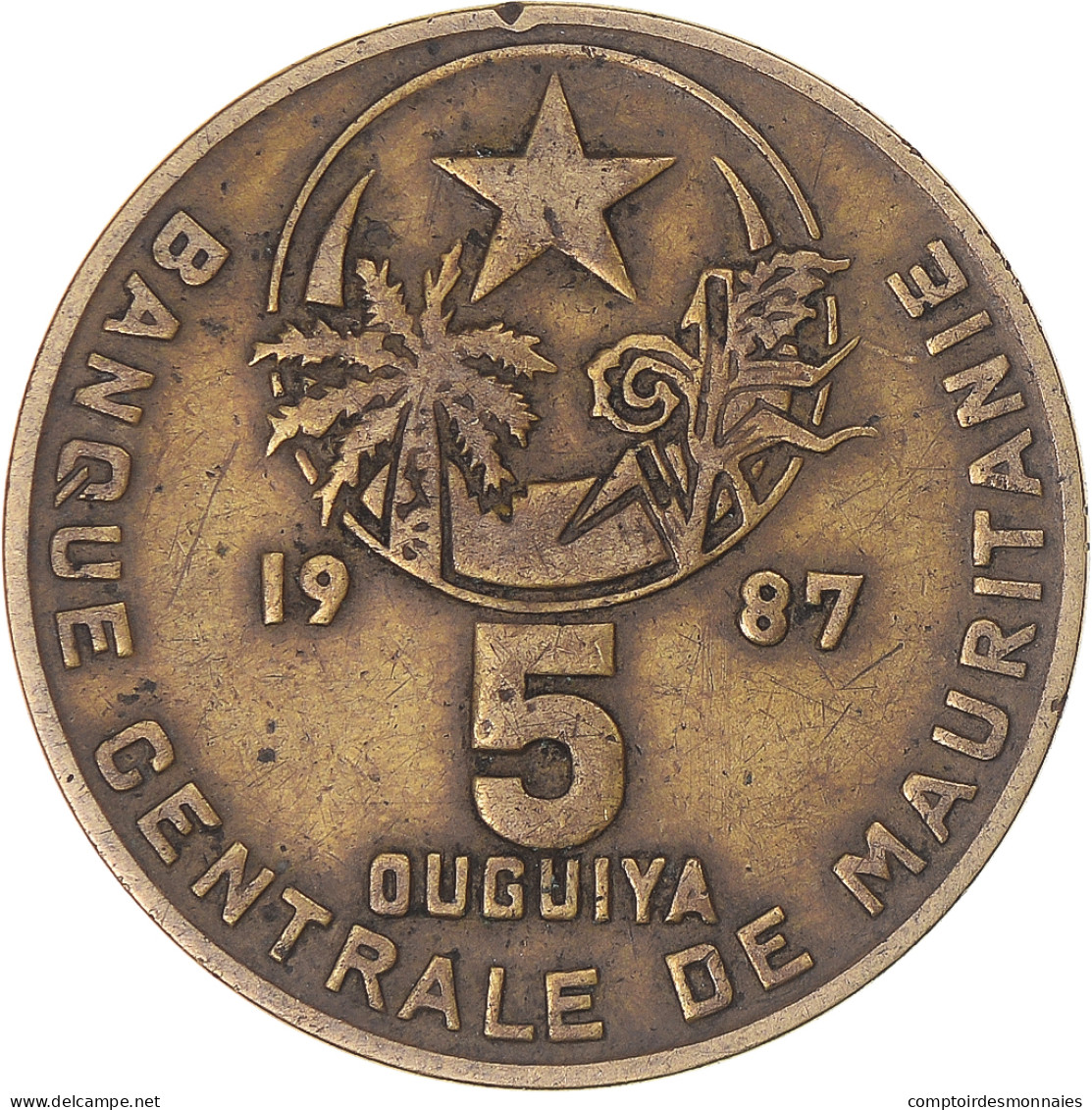 Monnaie, Mauritanie, 5 Ouguiya, 1987 - Maurice