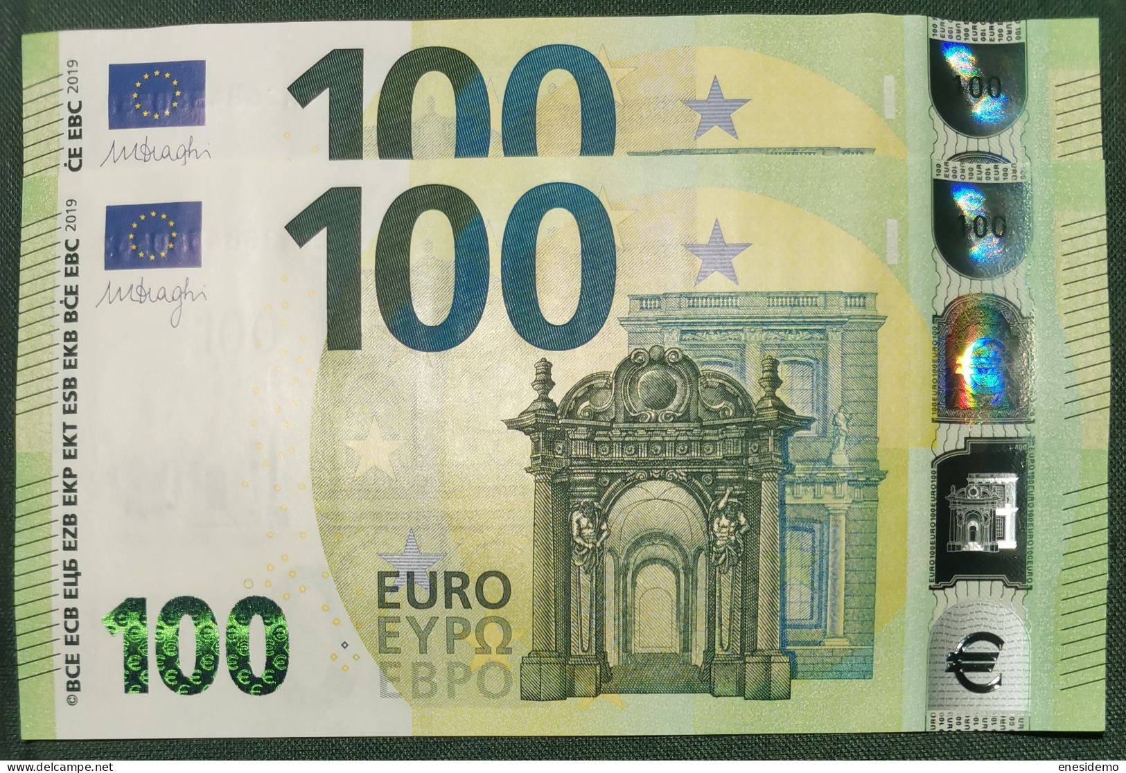 100 EURO SPAIN 2019  DRAGHI V003A1 VA CORRELATIVE COUPLE SC UNCIRCULATED  PERFECT - 100 Euro