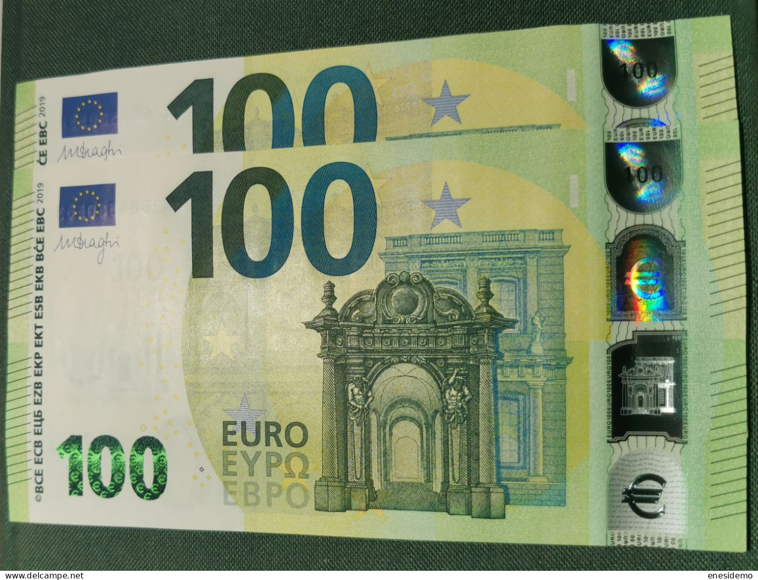 100 EURO SPAIN 2019  DRAGHI V003A1 VA CORRELATIVE COUPLE SC UNCIRCULATED  PERFECT - 100 Euro