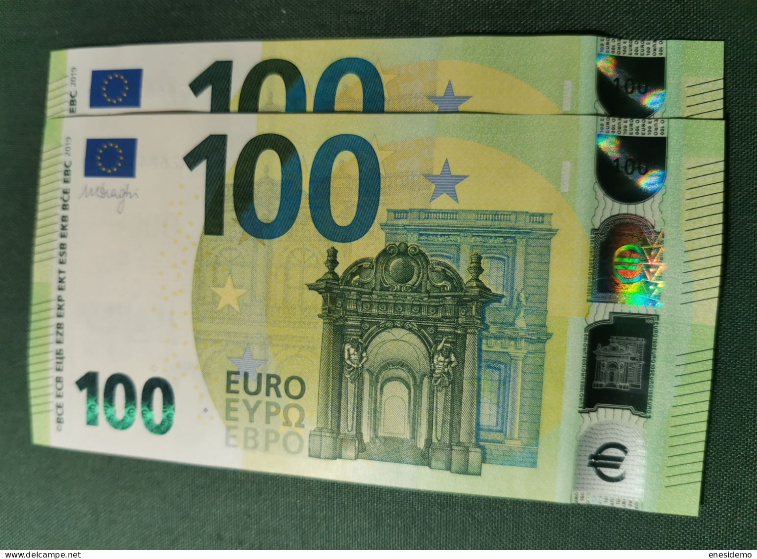 100 EURO SPAIN 2019  DRAGHI V003A1 VA CORRELATIVE COUPLE SC UNCIRCULATED  PERFECT