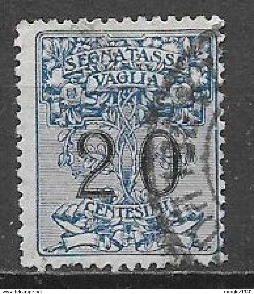 REGNO D'ITALIA 1924 SEGNATASSE PER VAGLIA RE V.EMANUELE III SOGGETTI ALLEGORICI SASS. 1  USATO VF - Postage Due