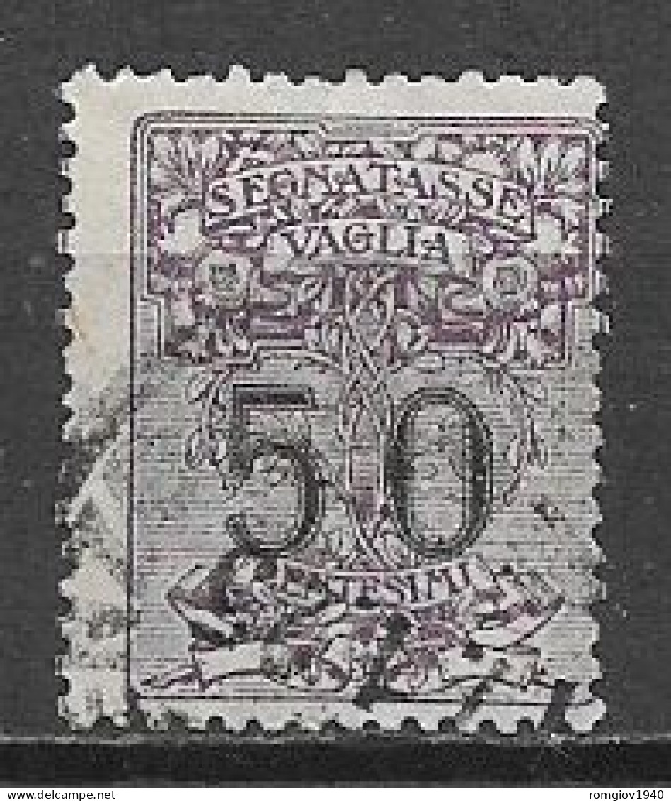 REGNO D'ITALIA 1924 SEGNATASSE PER VAGLIA RE V.EMANUELE III SOGGETTI ALLEGORICI SASS. 3  USATO VF - Segnatasse