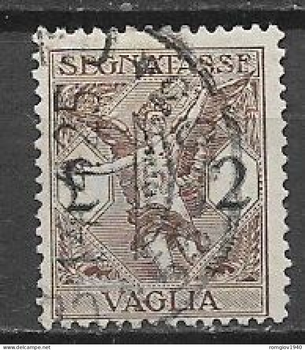 REGNO D'ITALIA 1924 SEGNATASSE PER VAGLIA RE V.EMANUELE III SOGGETTI ALLEGORICI SASS. 5 USATO VF - Strafport