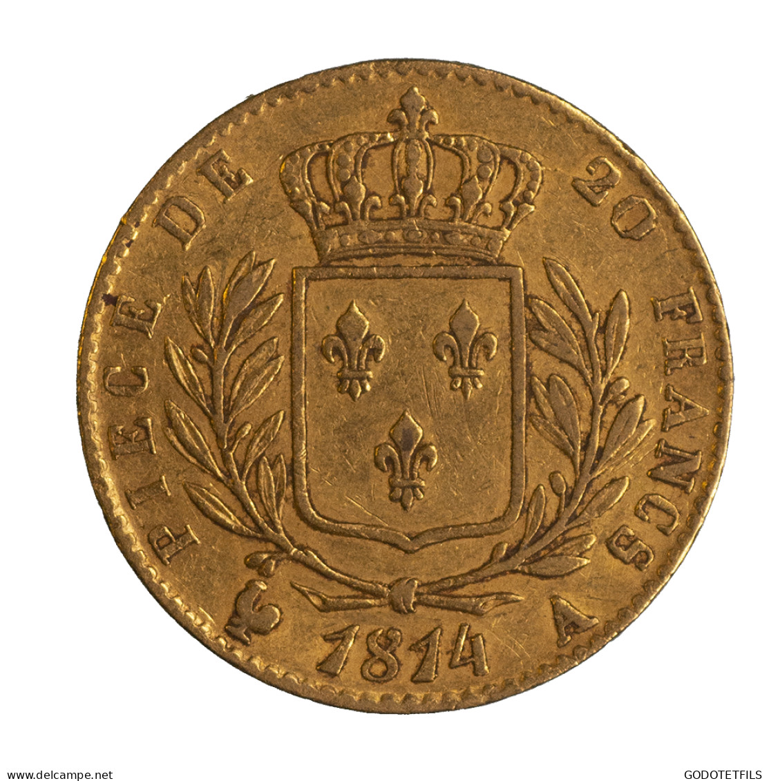 20 Francs Or Louis XVIII 1814 Paris - 20 Francs (oro)