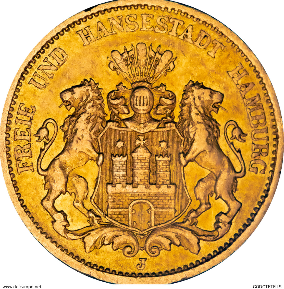 Allemagne-Ville Libre DHambourg 20 Mark 1878 Hambourg - 5, 10 & 20 Mark Gold