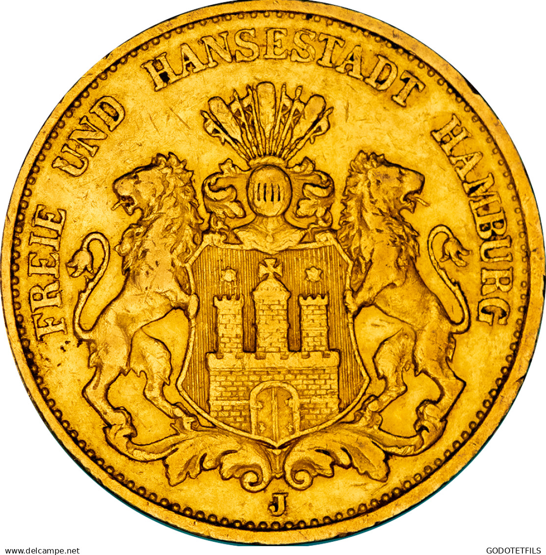 Allemagne-Ville Libre DHambourg 20 Mark 1884 Hambourg - 5, 10 & 20 Mark Goud