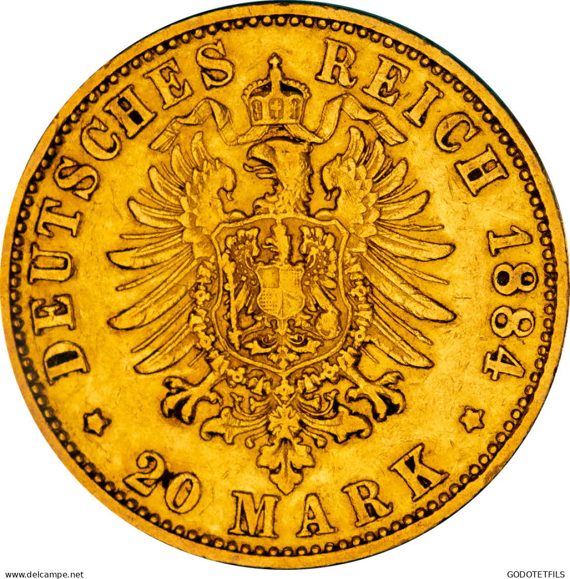 Allemagne-Ville Libre DHambourg 20 Mark 1884 Hambourg - 5, 10 & 20 Mark Gold