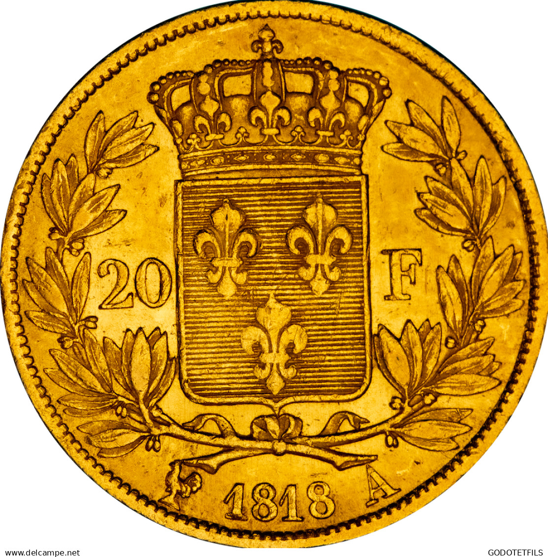 Restauration 20 Francs Or Louis XVIII 1818 Paris - 20 Francs (oro)