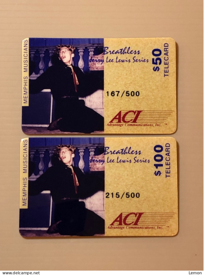 Mint USA UNITED STATES America Prepaid Telecard Phonecard, Jerry Lee Lewis Series (500EX), Set Of 2 Mint Cards - Sammlungen