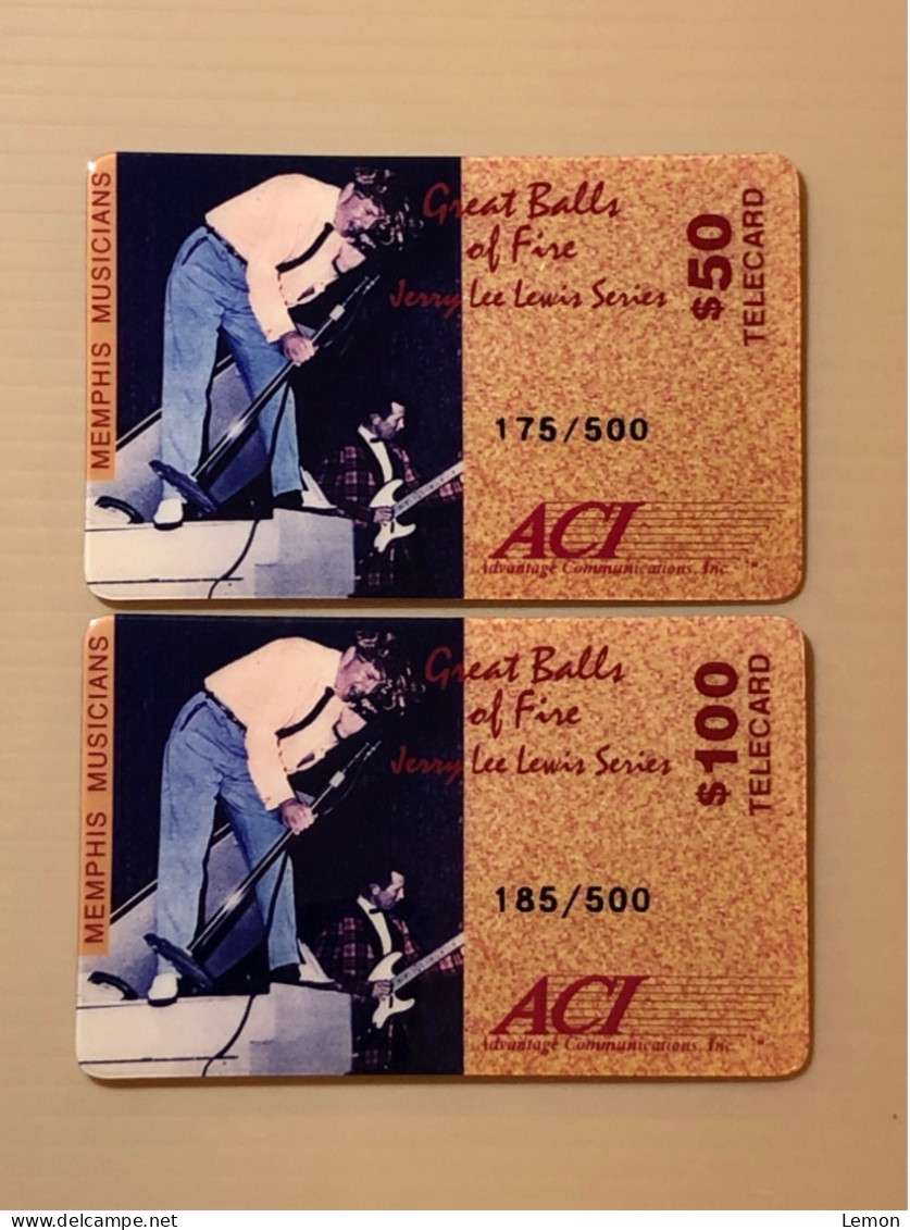 Mint USA UNITED STATES America Prepaid Telecard Phonecard, Jerry Lee Lewis Series (500EX), Set Of 2 Mint Cards - Verzamelingen