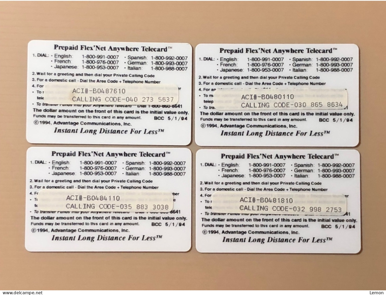 Mint USA UNITED STATES America Prepaid Phonecard, ACI ANYWHERE TELECARD (3400/1000/400/200 EX), Set Of 4 Mint Cards - Colecciones