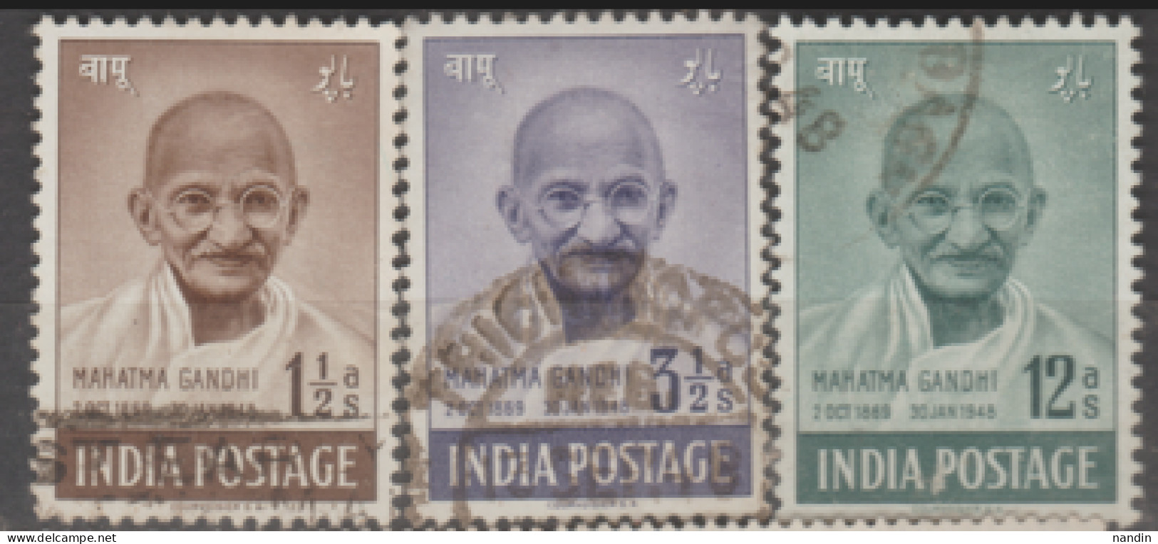 USED STAMP FROM 1948 INDIA ON GANDHI ON 1ST ANNEVERSARY OF INDEPENDENT(15TH AUG 1948) - Gebruikt
