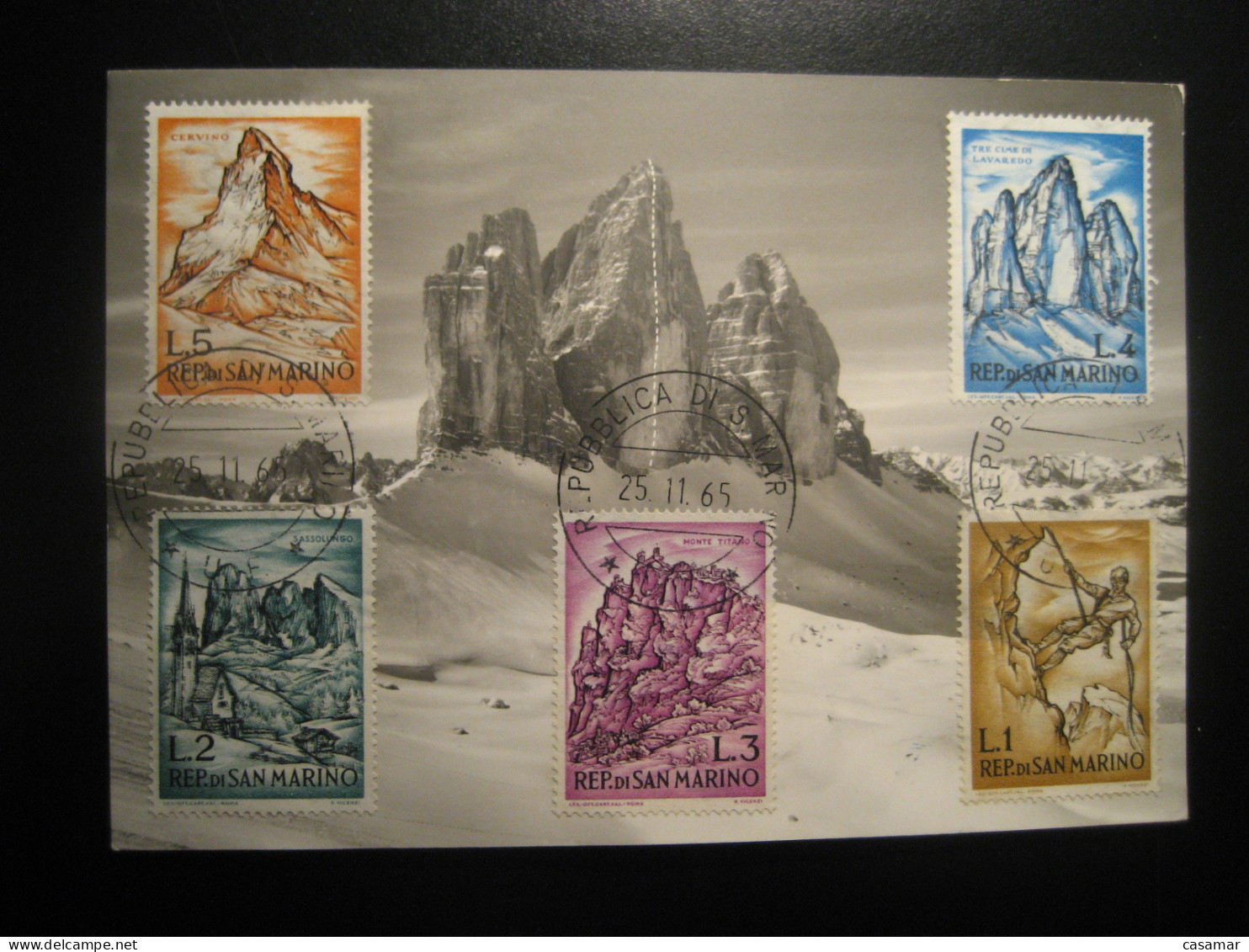 TRE CIME DI LAVAREDO Via Sassoni 1965 Cancel Climbing Climb Postcard Maxi Maximum Card SAN MARINO Italy Italia - Escalade
