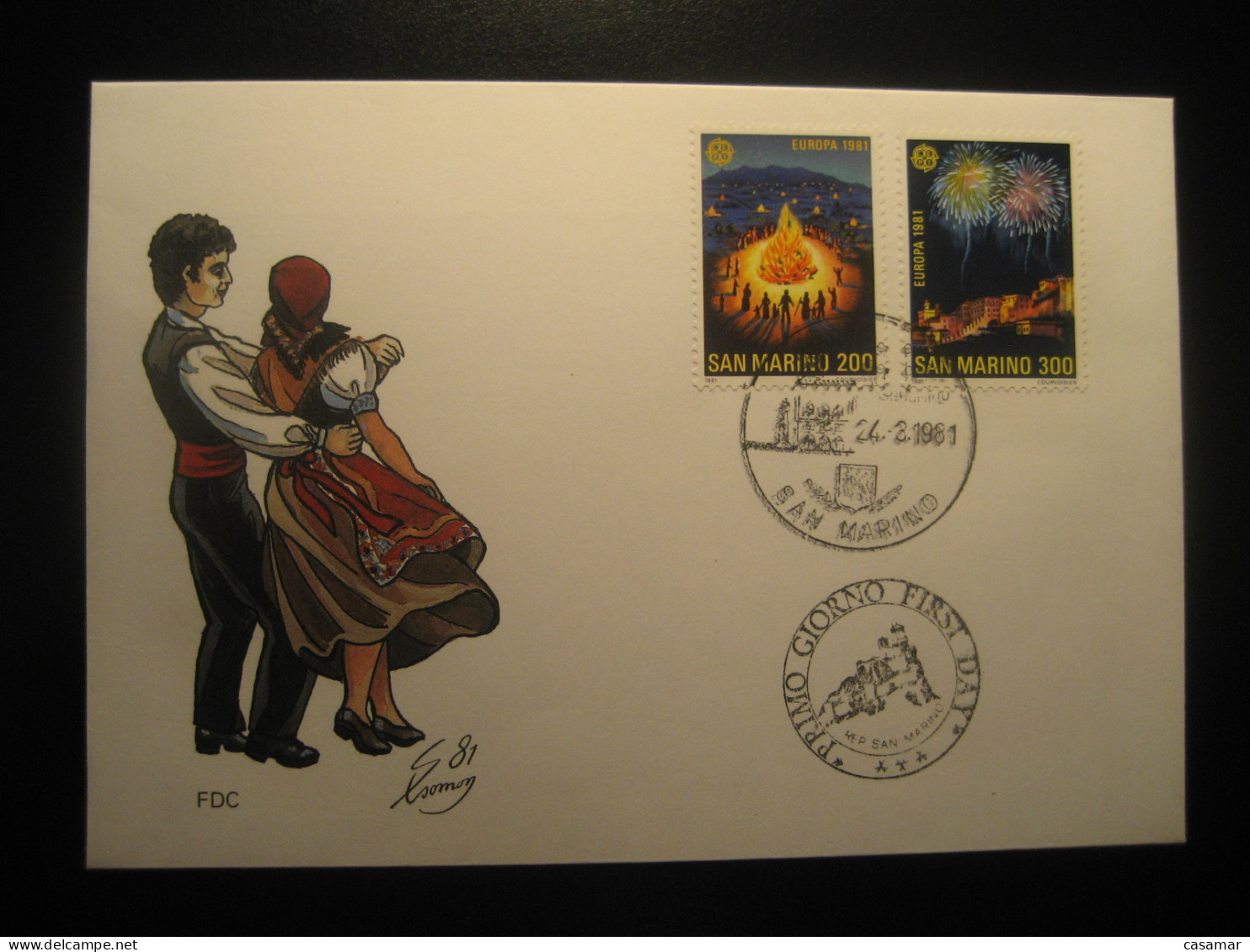 SAN MARINO 1981 Fire Europa CEPT Typical Dances Folklore FDC Cancel Cover Italy Italia - Lettres & Documents