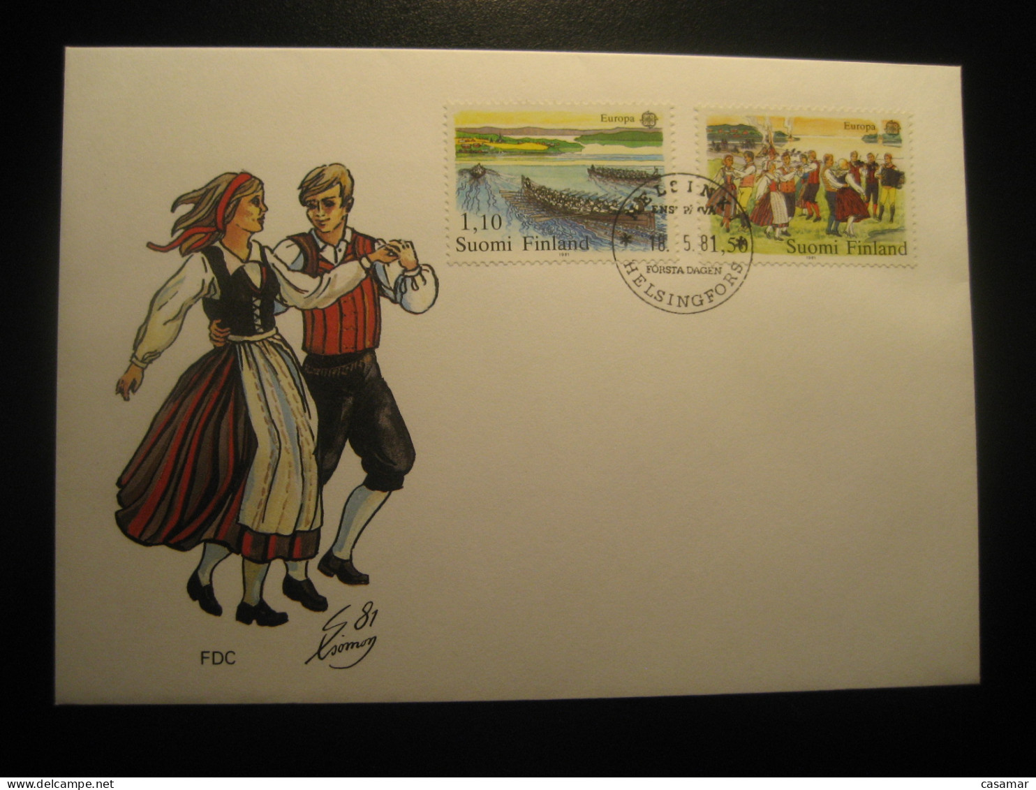 HELSINKI 1981 Rowing Aviron Europa CEPT Typical Dances Folklore FDC Cancel Cover FINLAND - Covers & Documents