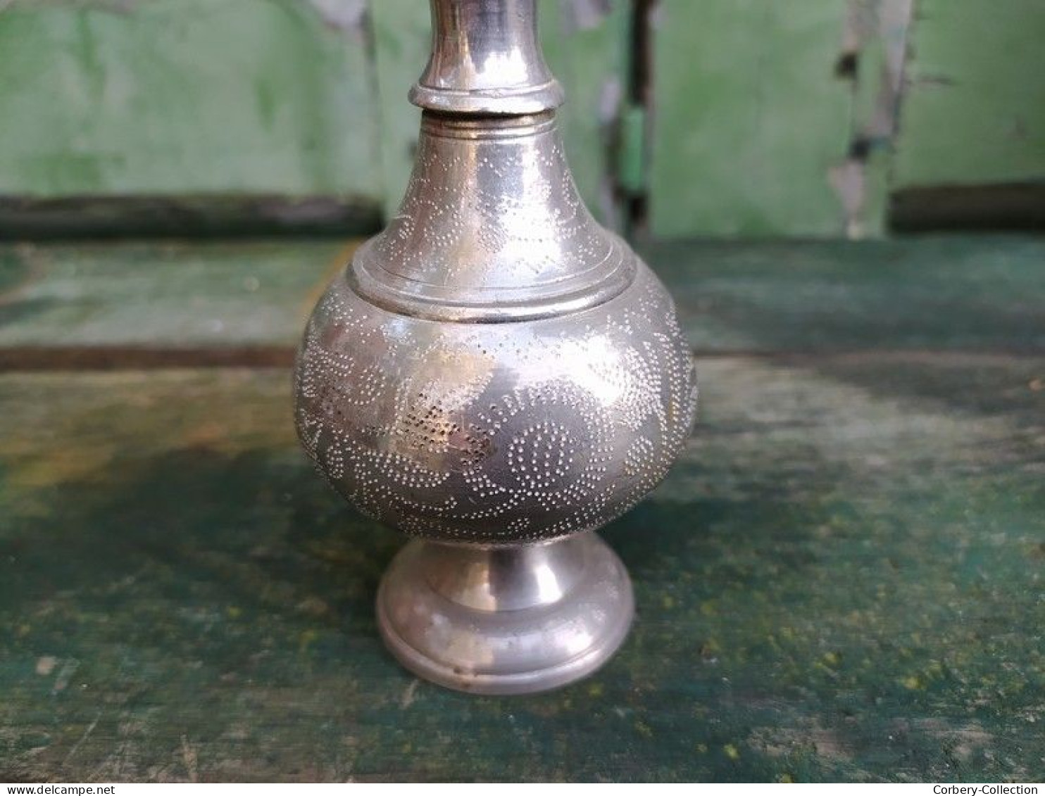 Ancien Aspersoir Flacon Parfum Métal Argenté Oriental Orientalisme - Art Oriental