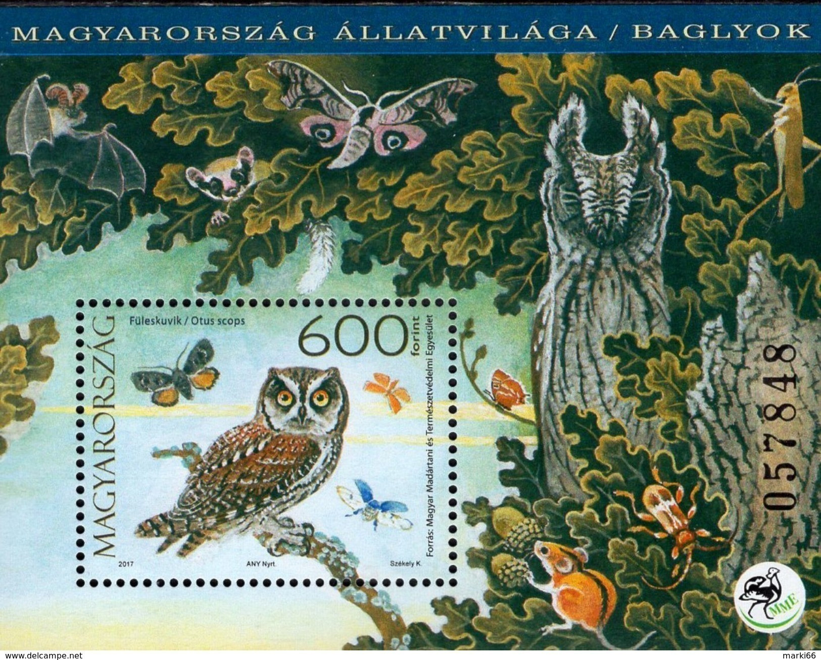 Hungary - 2017 - Owls - Mint Souvenir Sheet - Ongebruikt