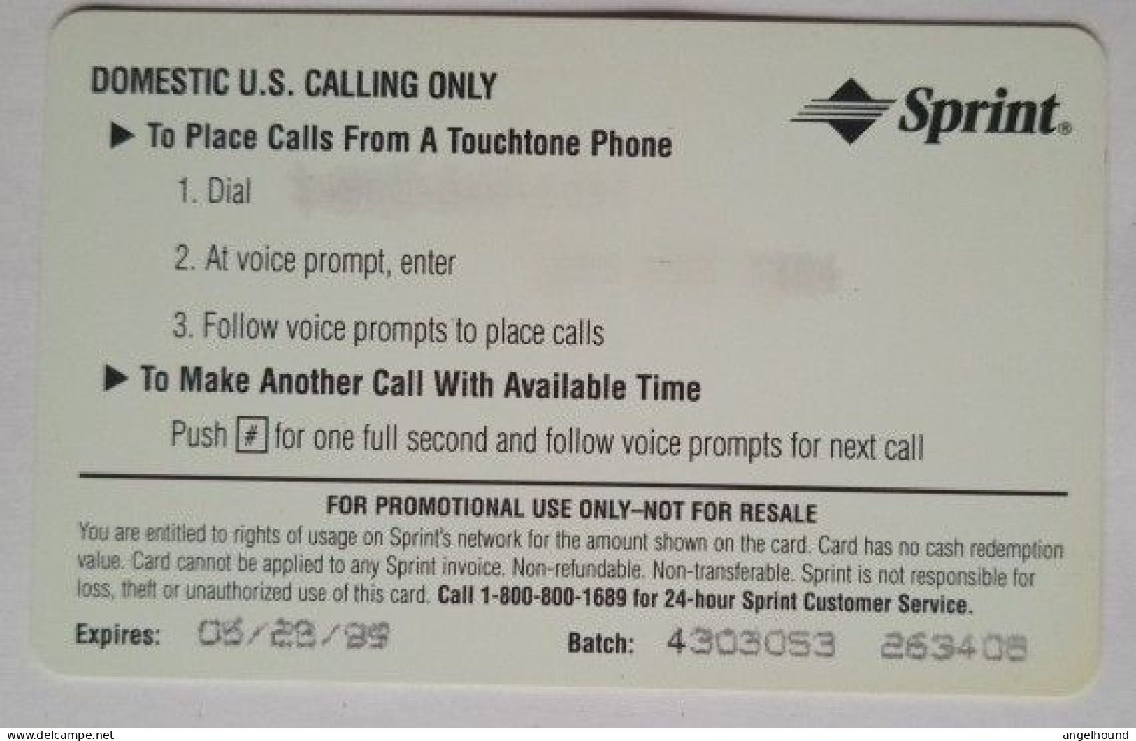 USA 20 Minutes Free Calling - Sprint