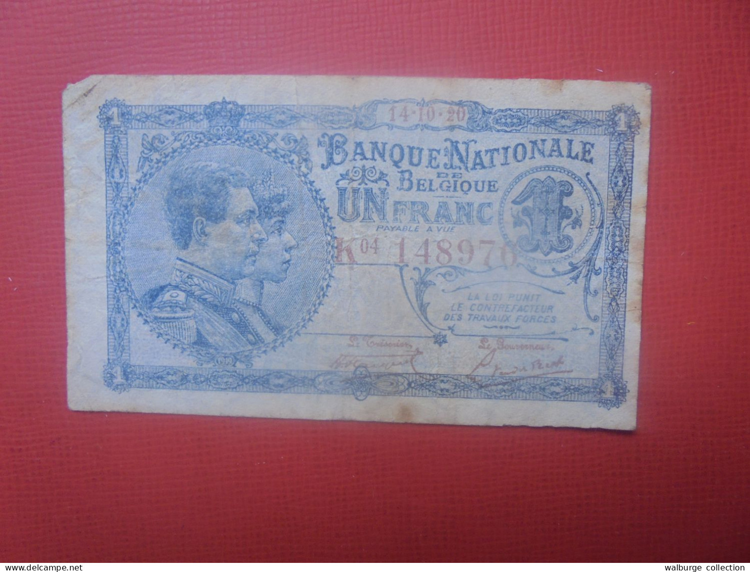 BELGIQUE 1 Franc 1920 Circuler (B.18) - 1 Franc