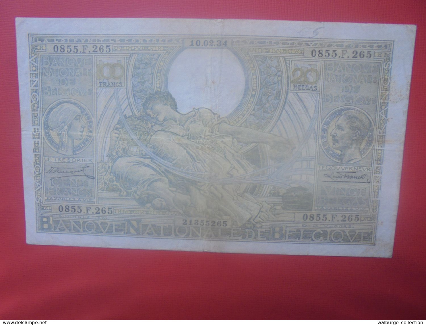 BELGIQUE 100 Francs 10-2-34 Circuler (B.18) - 100 Francs & 100 Francs-20 Belgas
