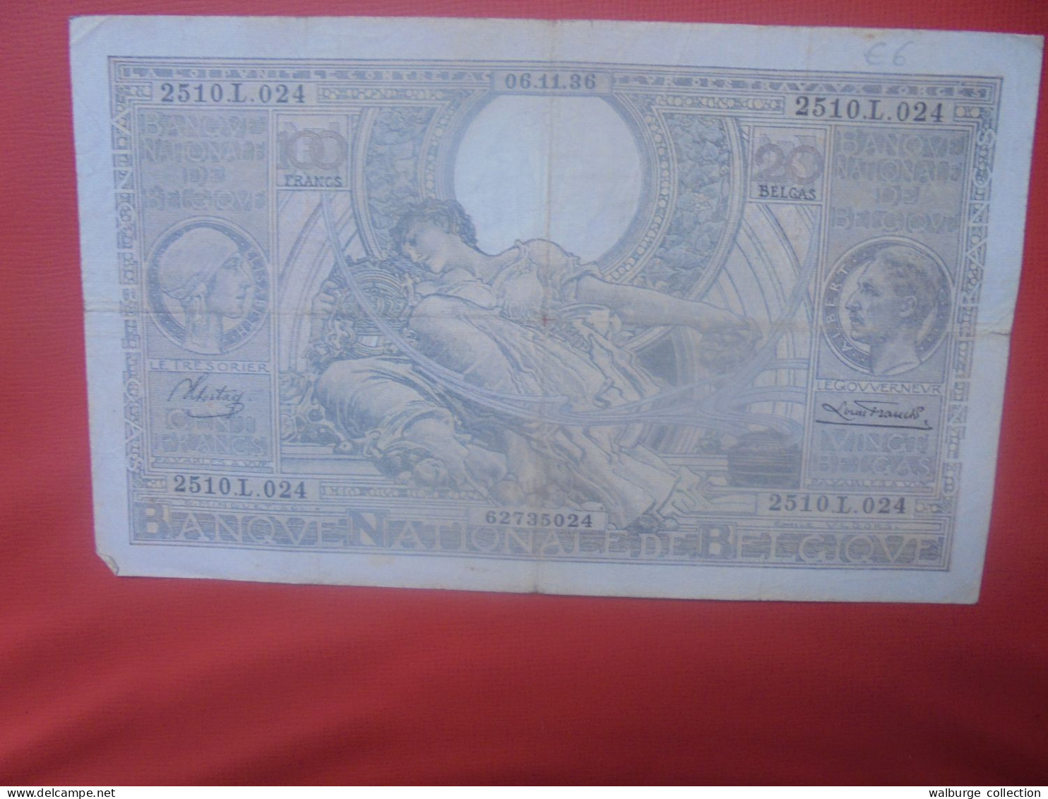 BELGIQUE 100 Francs 6-11-36 Circuler (B.18) - 100 Frank & 100 Frank-20 Belgas