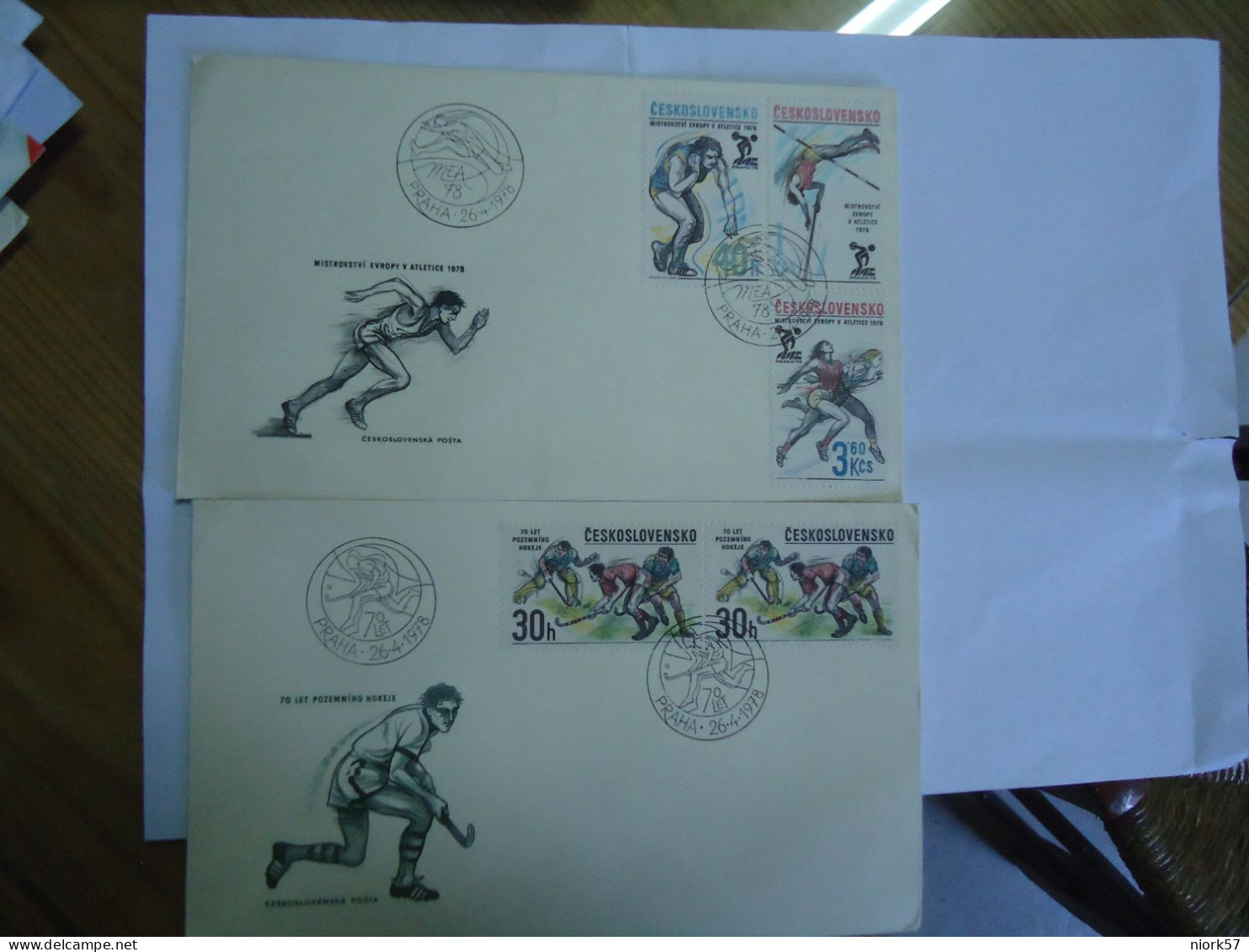 CZECHOSLOVAKIA   2 FDC  1978  SPORTS HOCKEY - Hockey (su Erba)