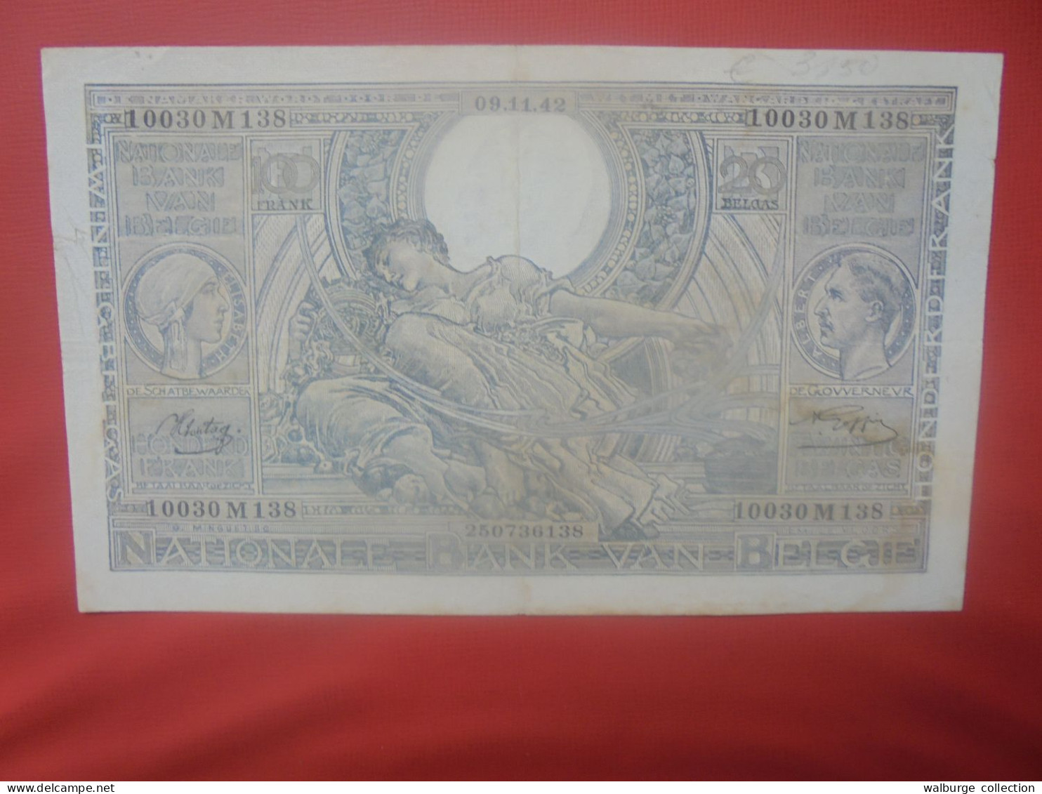 BELGIQUE 100 Francs 9-11-42 (Néerlandais) Circuler (B.18) - 100 Francs & 100 Francs-20 Belgas