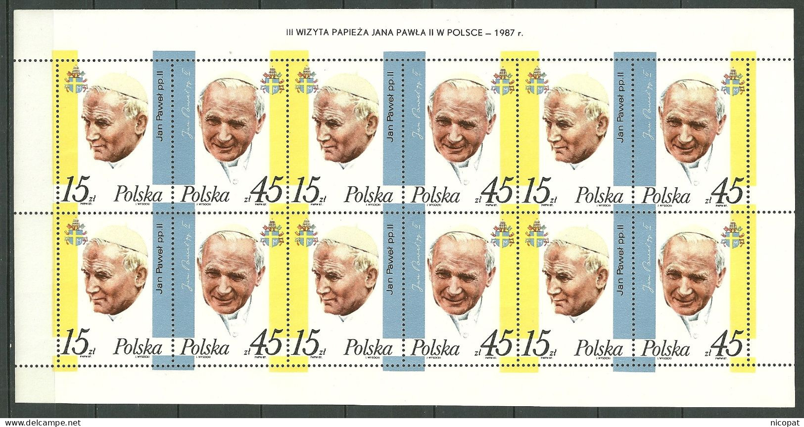 POLAND MNH ** 2909-2910 PAPE JEAN PAUL II En Feuille Complète - Hojas Completas