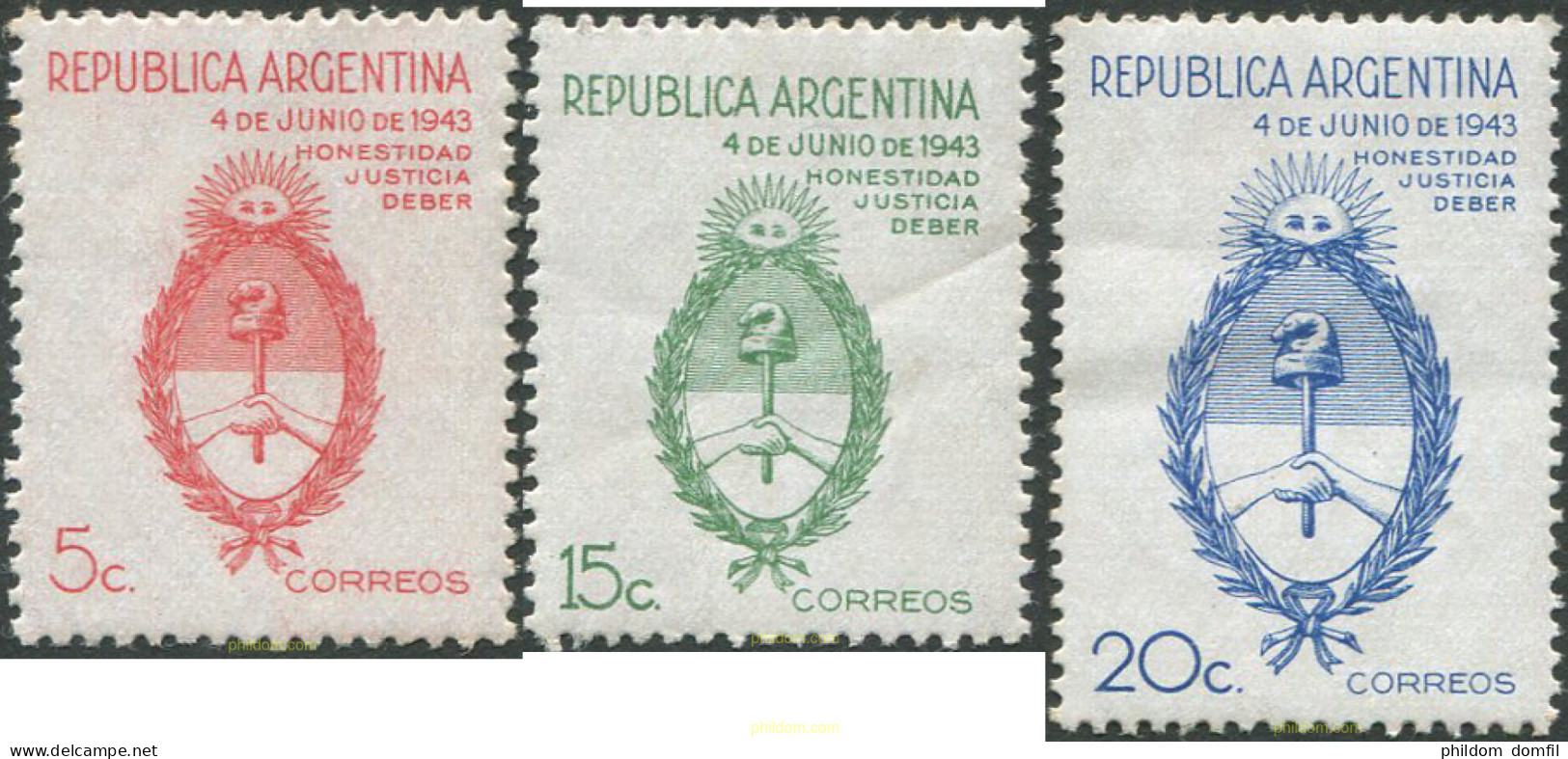 711883 MNH ARGENTINA 1943 CONMEMORACION DE LA REVOLUCION DEL 4 DE JUNIO DEL 1943 - Neufs