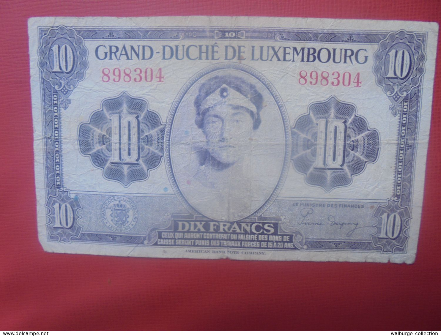 LUXEMBOURG 10 FRANCS ND (1944) Circuler (B.18) - Luxembourg