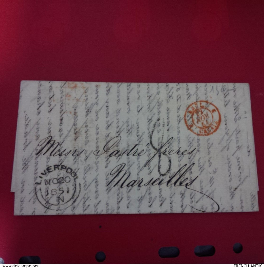 LETTRE LIVERPOOL POUR MARSEILLE 1851 - Poststempel