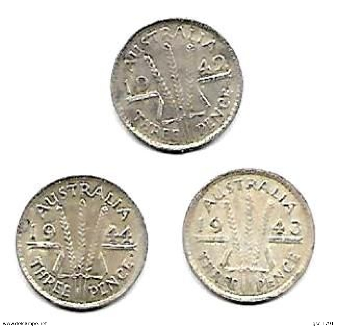 AUSTRALIE  Georges VI  3 Pence  Lot De 3  (D,m,S)   1942 D-1943m- 1944S  TB - Zonder Classificatie