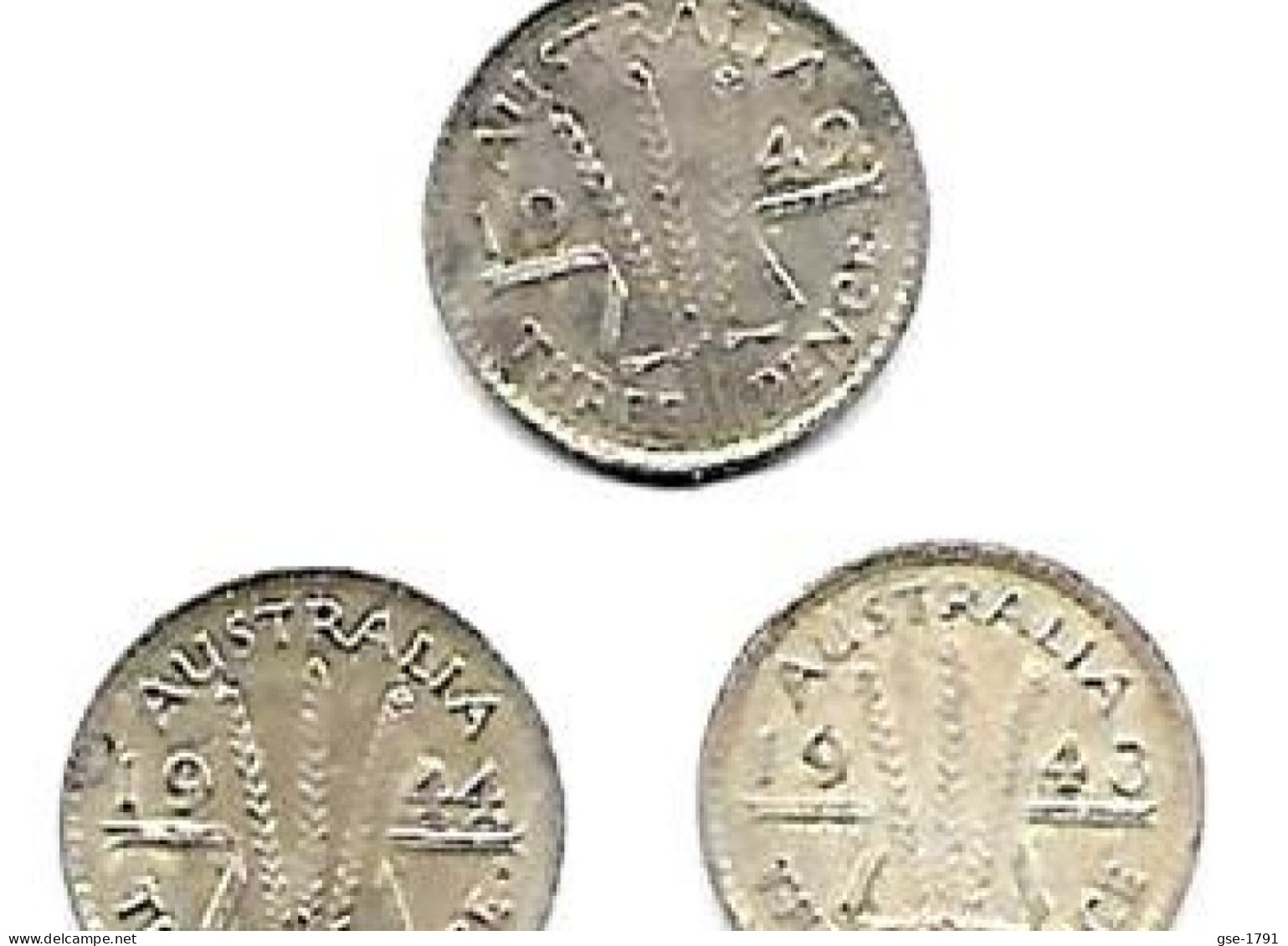 AUSTRALIE  Georges VI  3 Pence  Lot De 3  (D,m,S)   1942 D-1943m- 1944S  TB - Unclassified