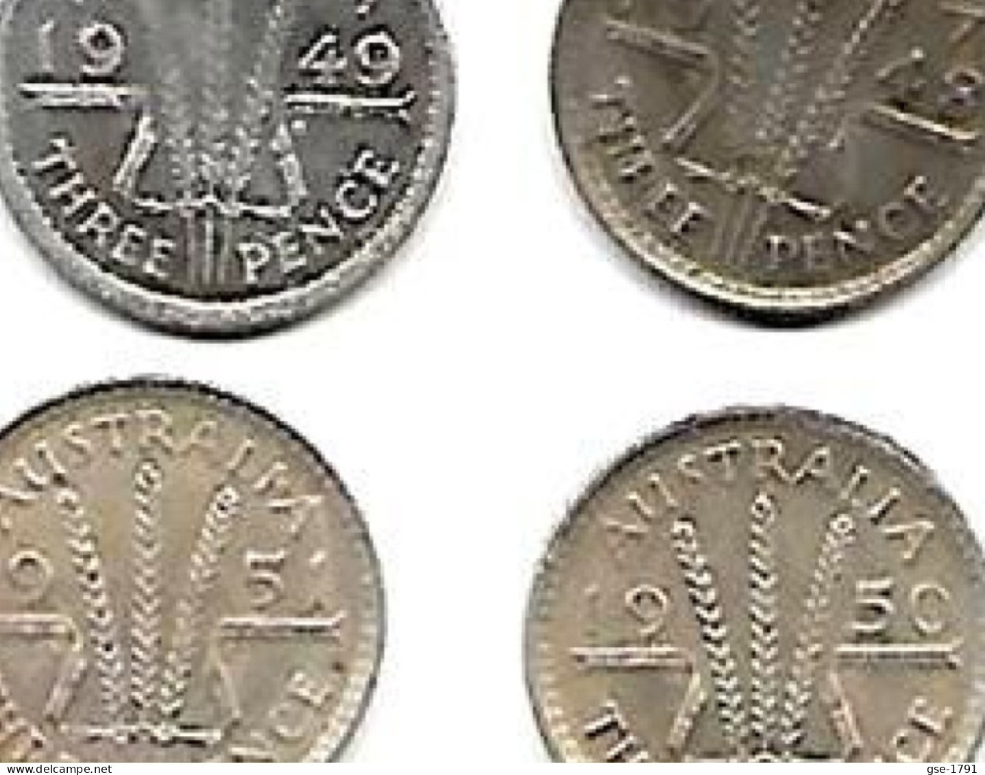 AUSTRALIE  Georges VI  3 Pence  Lot De 4 Argent     1948m-1949m-1950m-1951m-  TB - Zonder Classificatie