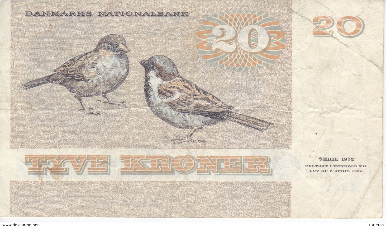 BILLETE DE DINAMARCA DE 20 KRONER DEL AÑO 1972  (BANK NOTE) - Dinamarca