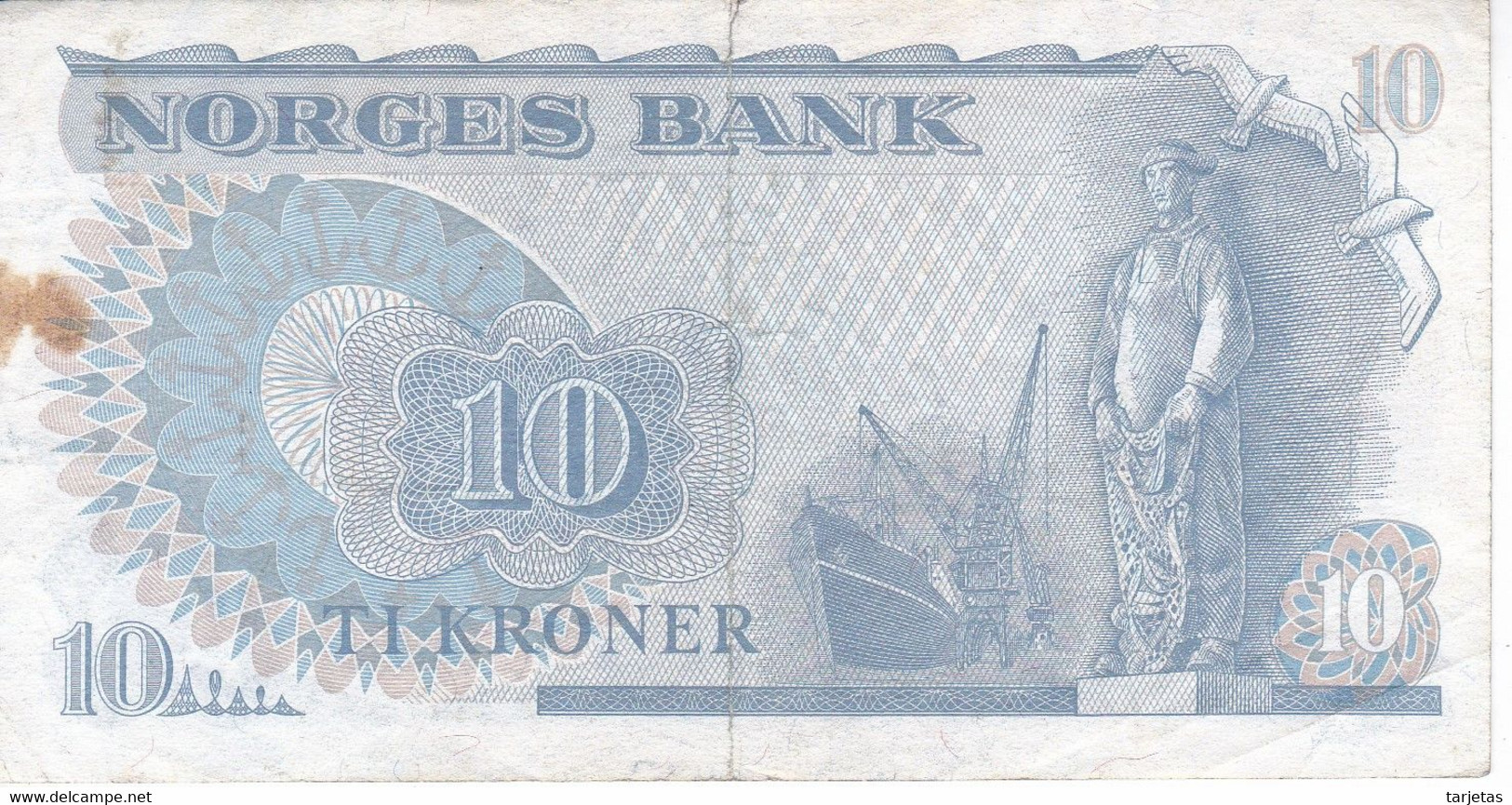 BILLETE DE NORUEGA DE 10 KRONER DEL AÑO 1982  (BANKNOTE) - Norvège