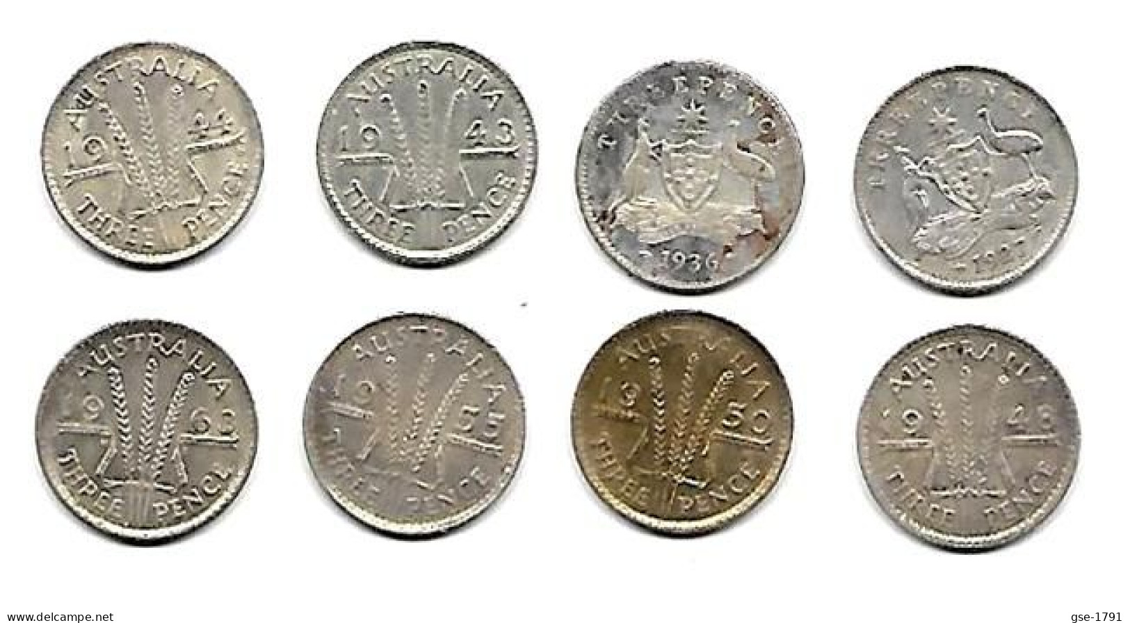 AUSTRALIE    3 Pence , Lot De  8   Différentes Années  Argent  TB - Zonder Classificatie