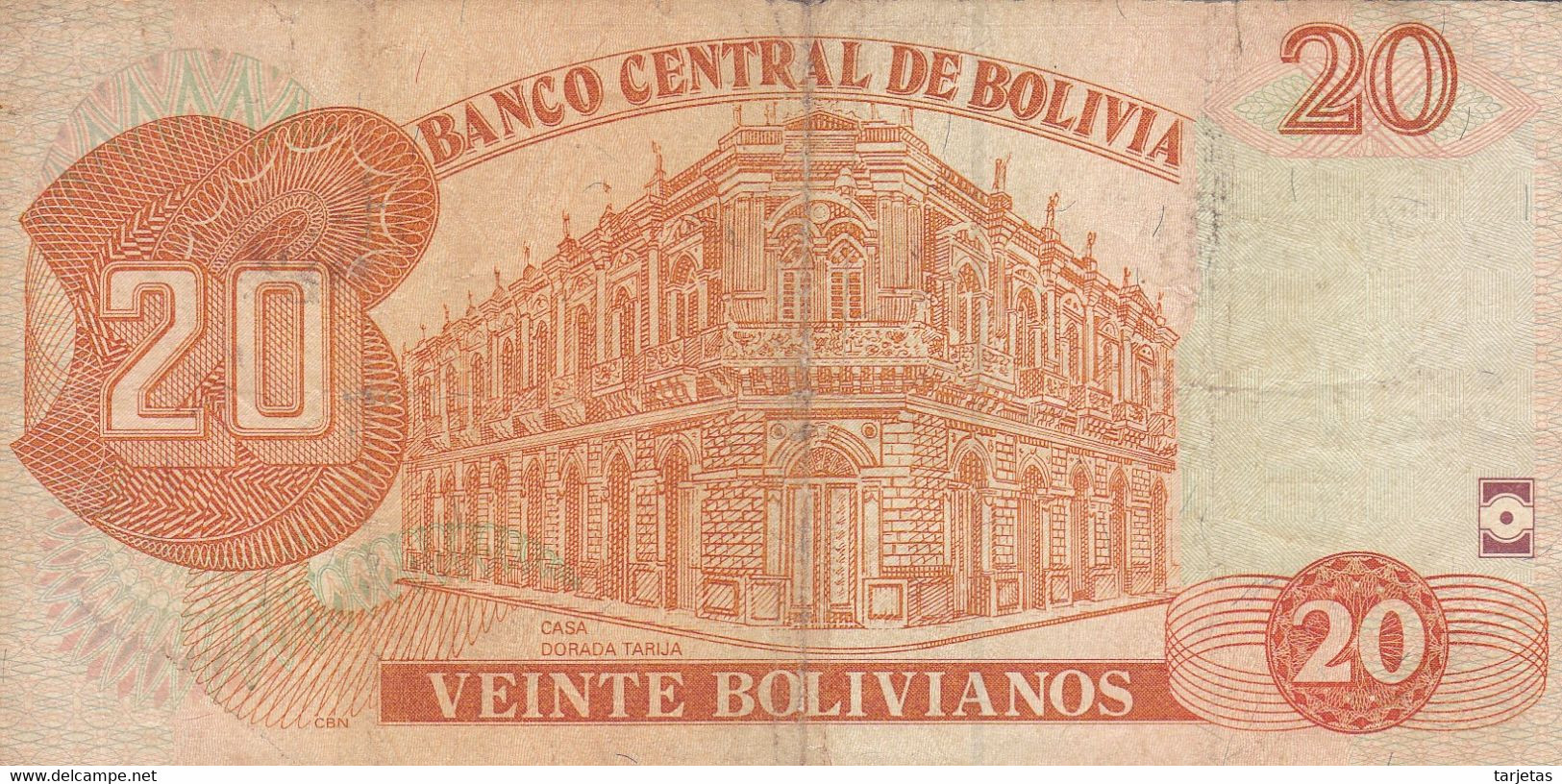 BILLETE DE BOLIVIA DE 20 BOLIVIANOS DEL AÑO 1986 (BANKNOTE) - Bolivie