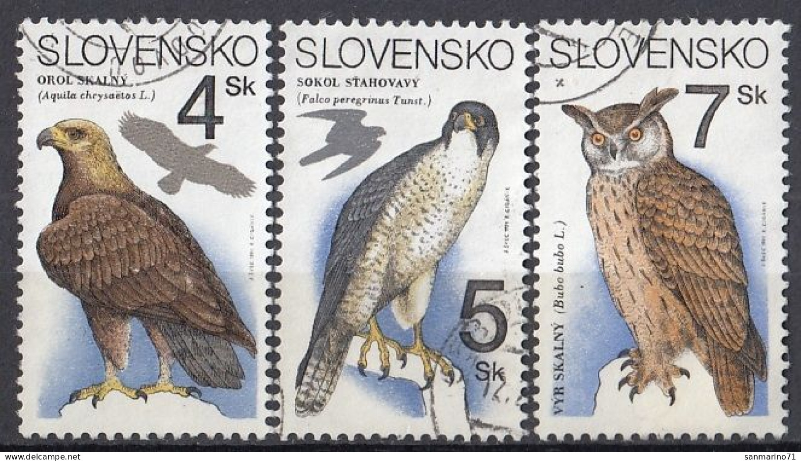 SLOVAKIA 195-197,used,falc Hinged,birds - Aigles & Rapaces Diurnes