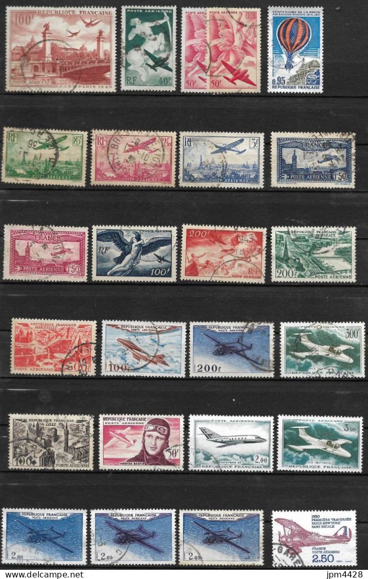 France Lot 48 Timbres Oblitérés  Poste Aérienne - PA - - Mezclas (max 999 Sellos)