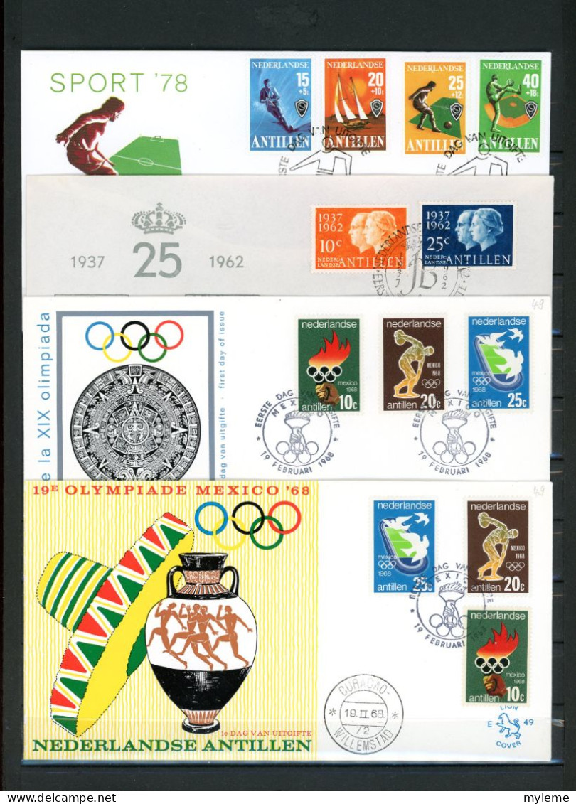 Z34-4 Bel Ensemble De 4 FDC 1er Jour Ou Courriers Des Antilles Néerlandaises.    A Saisir !!! - Curaçao, Nederlandse Antillen, Aruba