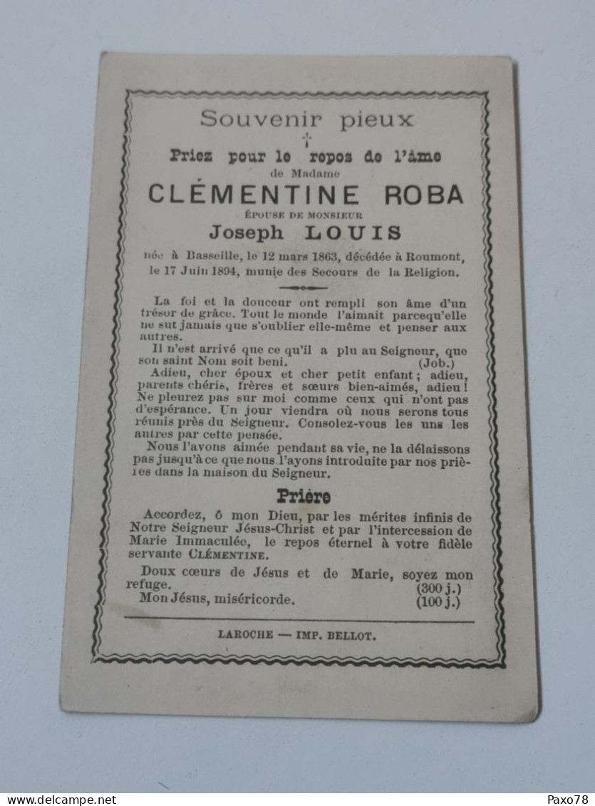 Faire-Part Belgique, Basseille, Roumont 1894 - Obituary Notices