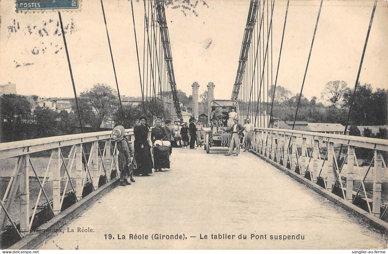 CPA 33 LA REOLE / LE TABLIER DU PONT SUSPENDU - La Réole