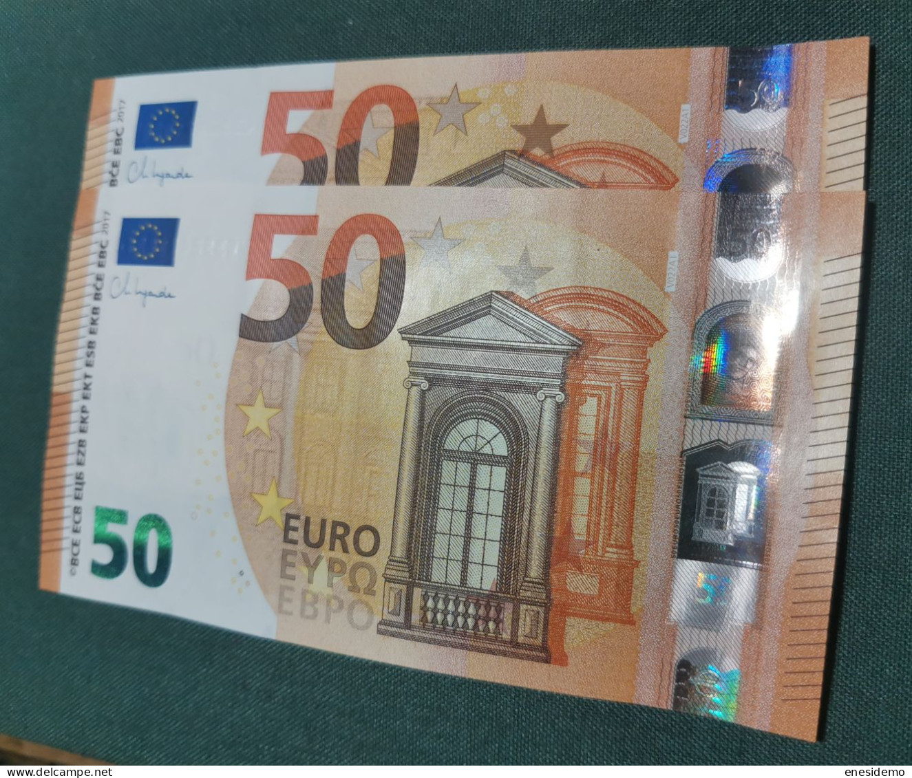 50 EURO SPAIN 2017 LAGARDE V022A1 VC CORRELATIVE COUPLE SC FDS UNCIRCULATED PERFECT