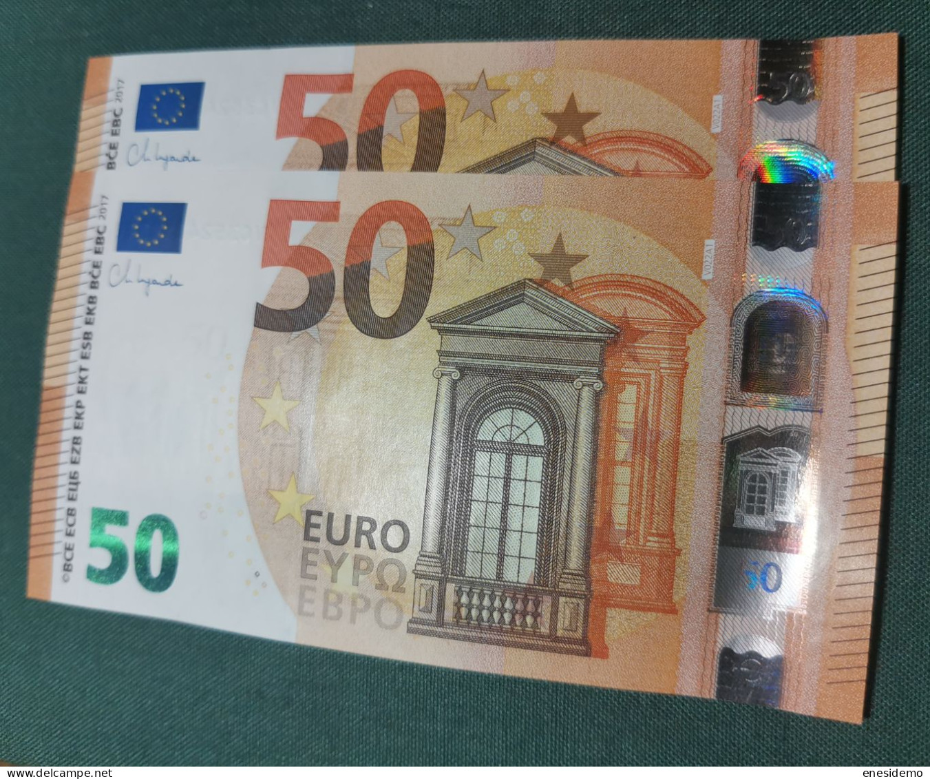 50 EURO SPAIN 2017 LAGARDE V022A1 VC CORRELATIVE COUPLE SC FDS UNCIRCULATED PERFECT