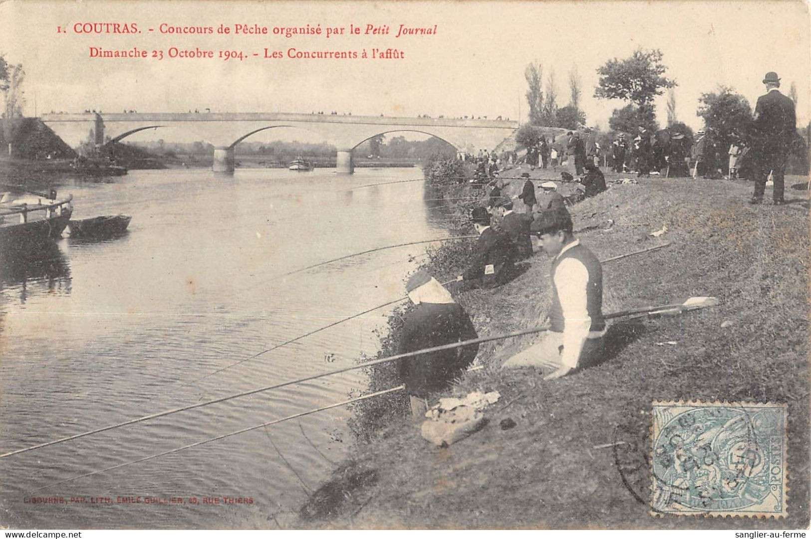 CPA 33 COUTRAS / CONCOURS DE PECHE / DIMANCHE 23 OCT 1904 / LES CONCURRENTS A L'AFFUT - Other & Unclassified