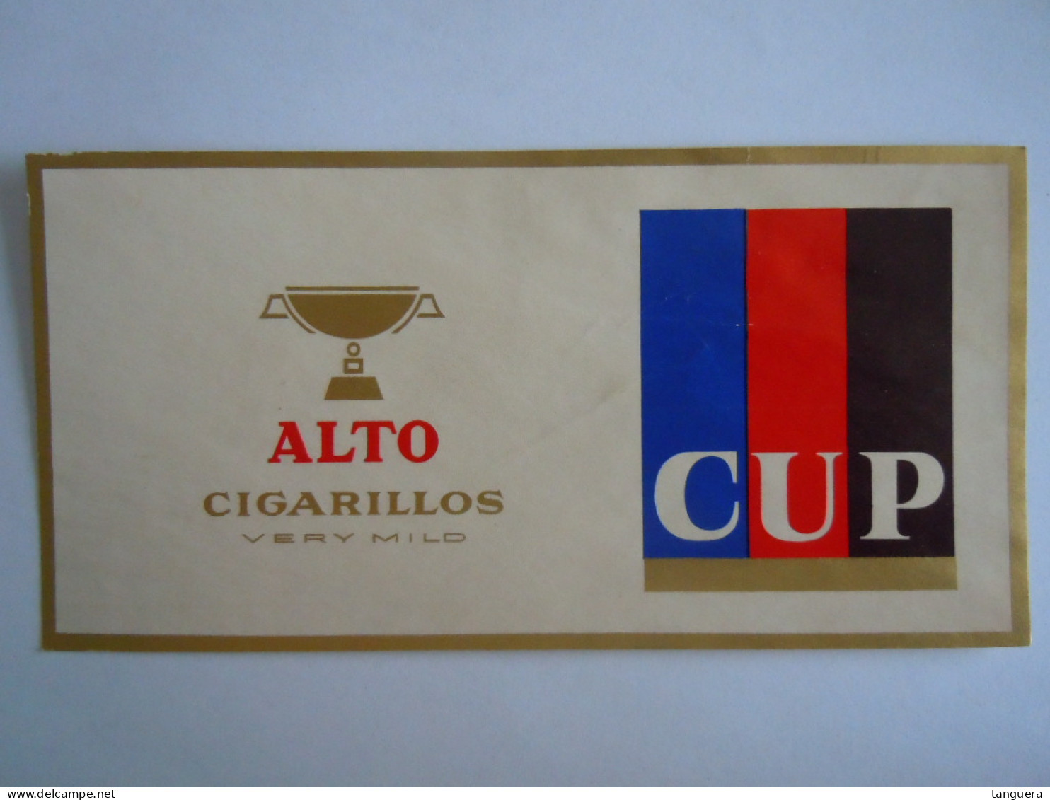 Etiquette De Boîte à Cigares Sigarenkist Etiket Sigaren Kist Alto Cigarillos CUP Very Mild 16 X 8 Cm - Etiketten