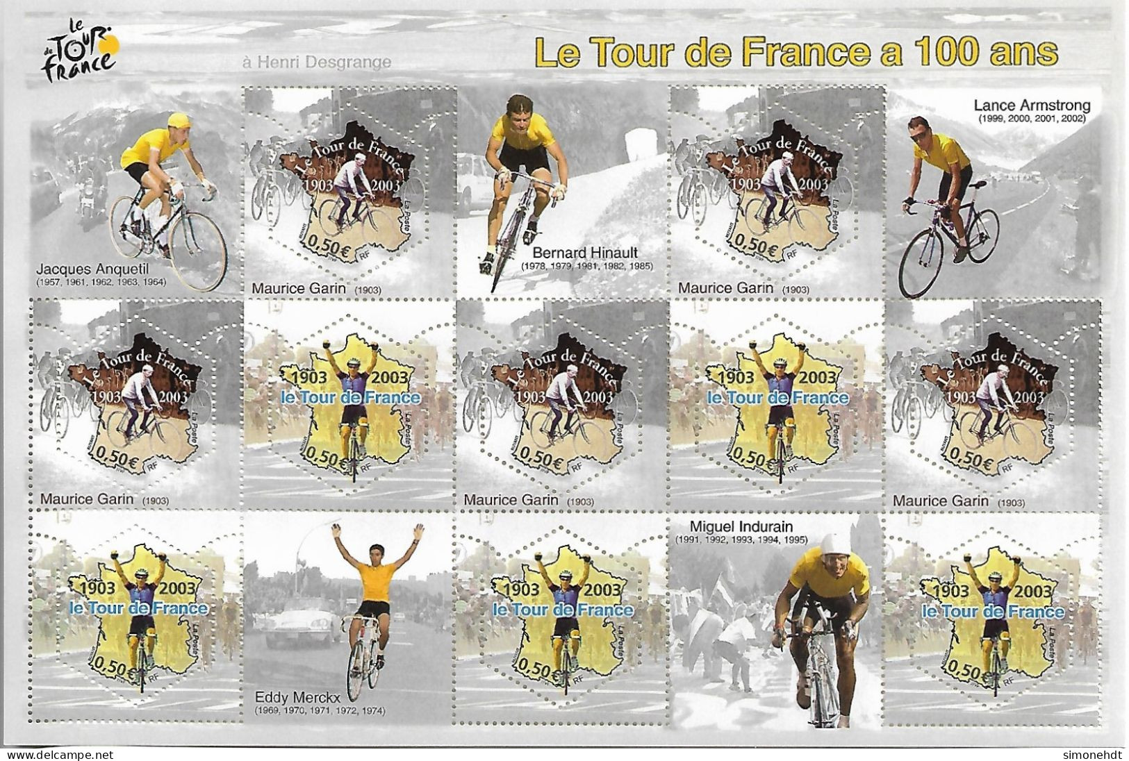 Blocs De 10 Timbres Neufs - Le Tour De France A 100 Ans - Livraison Gratuite - Wielrennen