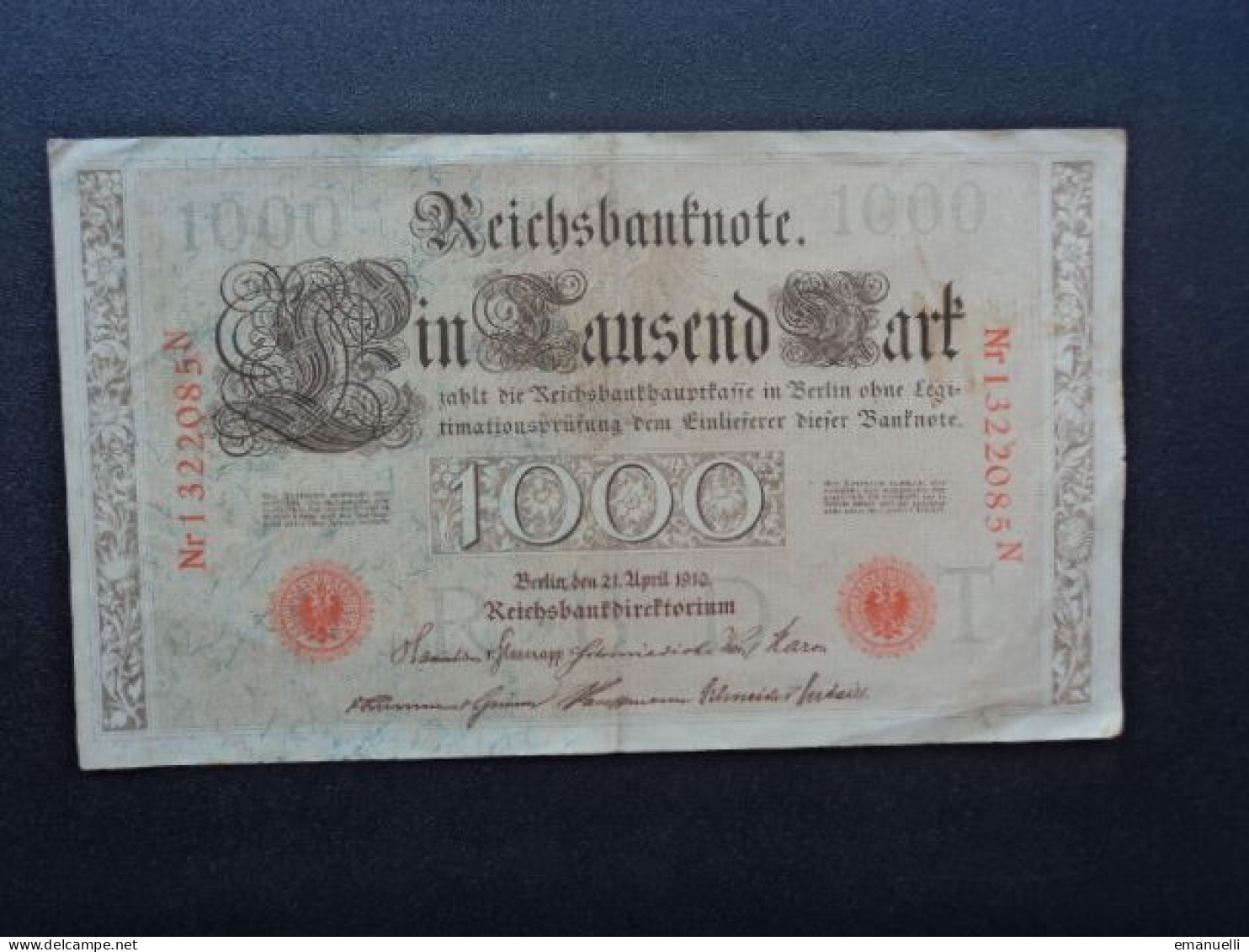 ALLEMAGNE : 1000 MARK    21.4.1910     CA 45g */ P 44b   TTB * - 1.000 Mark