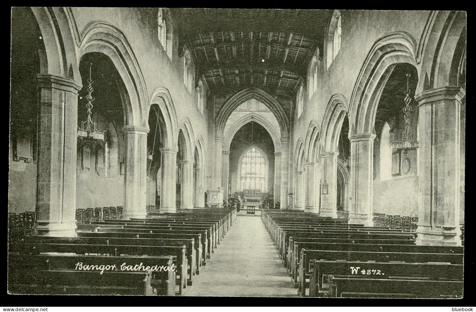 Ref 1630 - Early Postcard - Bangor Cathedral Interior - Caernarvonshire Wales - Caernarvonshire